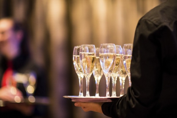 Wedding reception drinks served by a waiter