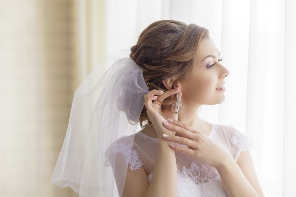 cheerful and gentle charming bride wedding