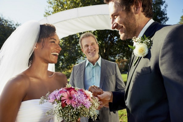 Shot of a happy bride and groom at their wedding ceremony