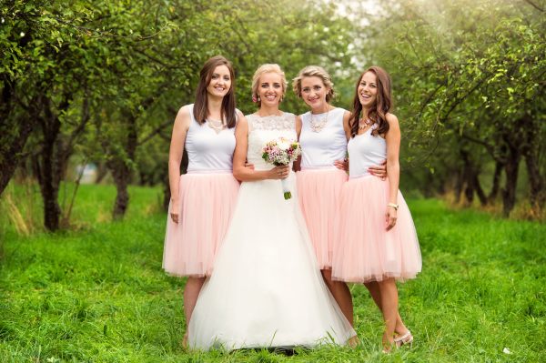 Bride with bridesmaids