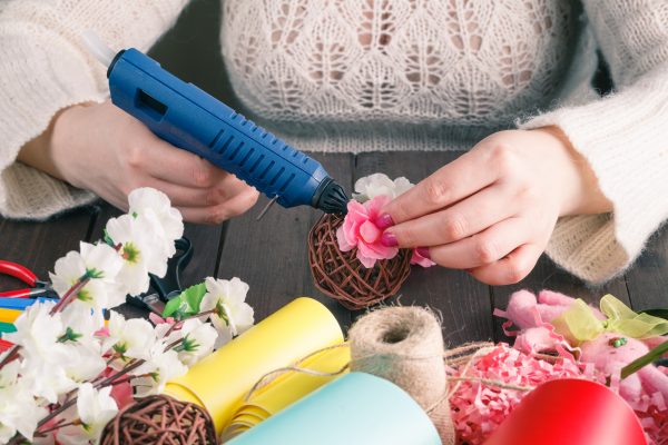 Woman make floral decor